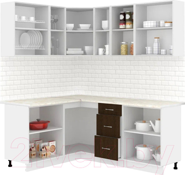 Изображение товара Кухонный гарнитур Кортекс-мебель Корнелия Лира 1.5x1.9 (дуб сонома/венге/королевский опал)