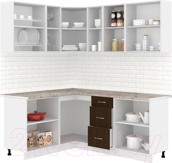 Изображение товара Кухонный гарнитур Кортекс-мебель Корнелия Лира 1.5x1.9 (дуб сонома/венге/марсель)