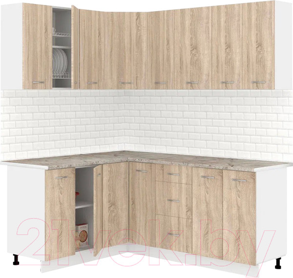 Изображение товара Кухонный гарнитур Кортекс-мебель Корнелия Лира 1.5x1.9 (дуб сонома/марсель)