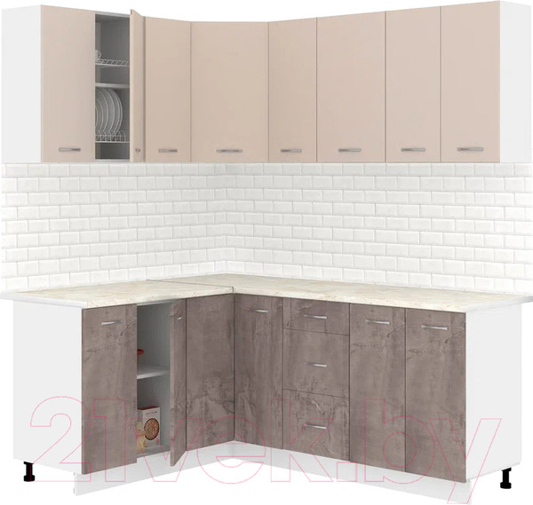 Изображение товара Кухонный гарнитур Кортекс-мебель Корнелия Лира 1.5x1.9 (капучино/оникс/королевский опал)