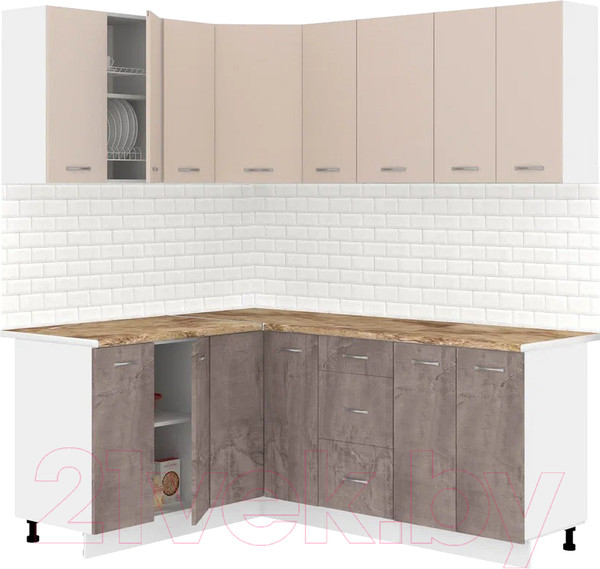 Изображение товара Кухонный гарнитур Кортекс-мебель Корнелия Лира 1.5x1.9 (капучино/оникс/мадрид)