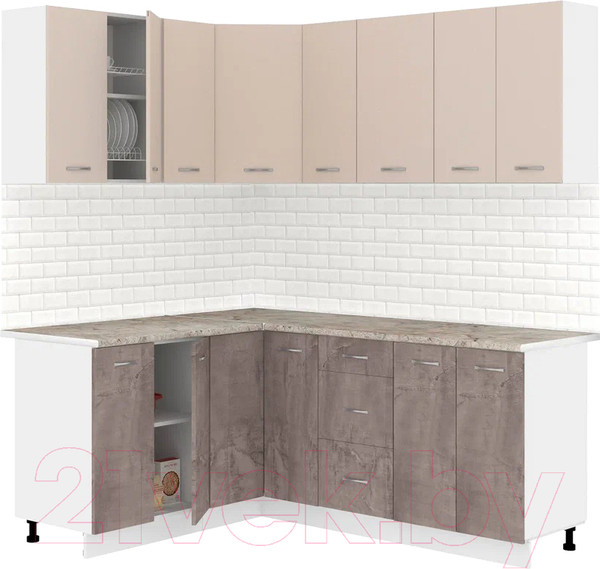 Изображение товара Кухонный гарнитур Кортекс-мебель Корнелия Лира 1.5x1.9 (капучино/оникс/марсель)