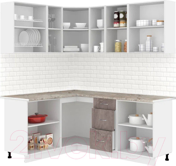Изображение товара Кухонный гарнитур Кортекс-мебель Корнелия Лира 1.5x1.9 (капучино/оникс/марсель)