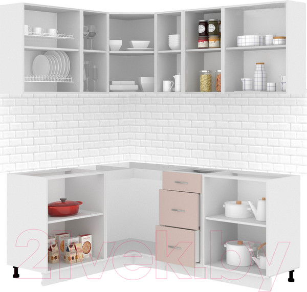 Изображение товара Кухонный гарнитур Кортекс-мебель Корнелия Лира 1.5x1.9 без столешницы (капучино/оникс)