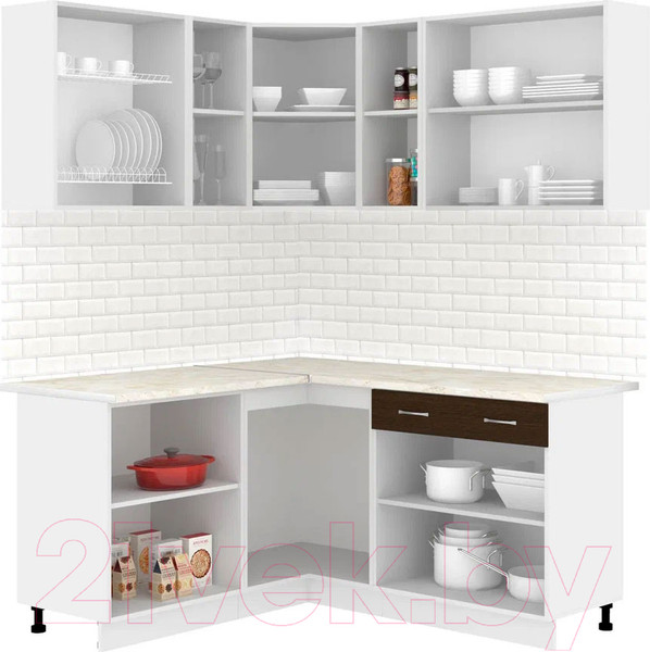 Изображение товара Кухонный гарнитур Кортекс-мебель Корнелия Лира 1.5x2.0 (дуб сонома/венге/королевский опал)