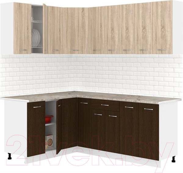 Изображение товара Кухонный гарнитур Кортекс-мебель Корнелия Лира 1.5x2.0 (дуб сонома/венге/марсель)