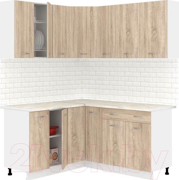 Изображение товара Кухонный гарнитур Кортекс-мебель Корнелия Лира 1.5x2.0 (дуб сонома/королевский опал)