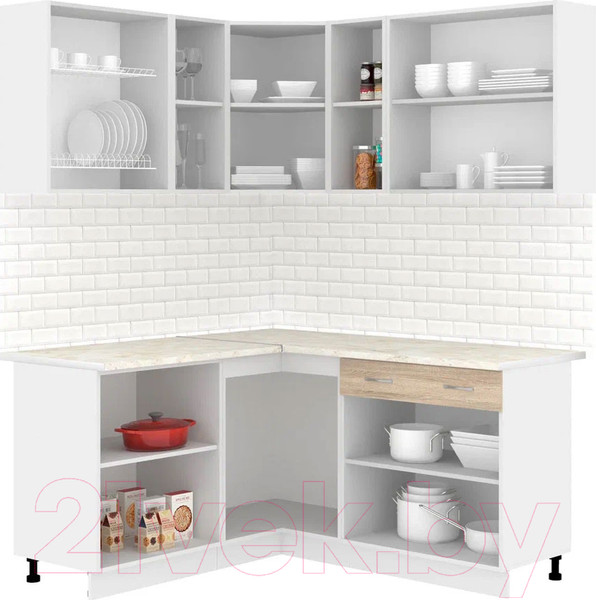 Изображение товара Кухонный гарнитур Кортекс-мебель Корнелия Лира 1.5x2.0 (дуб сонома/королевский опал)