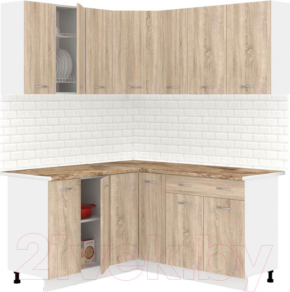 Изображение товара Кухонный гарнитур Кортекс-мебель Корнелия Лира 1.5x2.0 (дуб сонома/мадрид)
