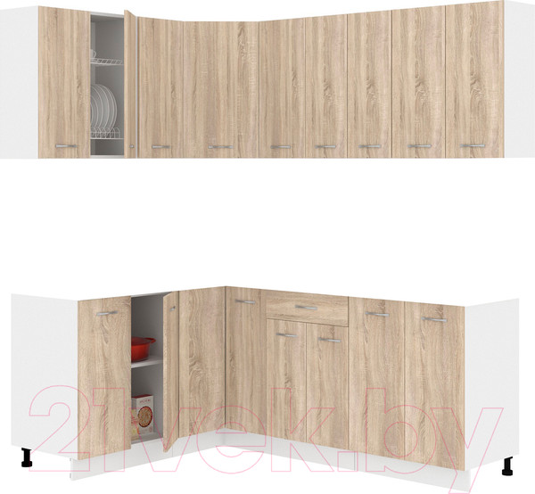 Изображение товара Кухонный гарнитур Кортекс-мебель Корнелия Лира 1.5x2.0 без столешницы (дуб сонома)