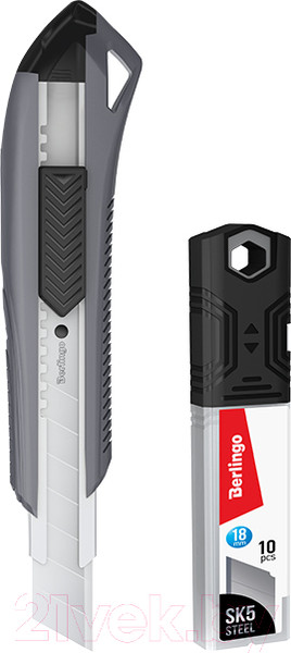 Изображение товара Нож канцелярский Berlingo Razzor 200 со сменными лезвиями / BM4130_2d (серый)