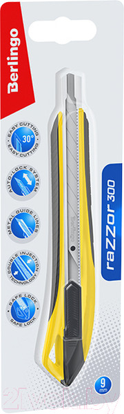 Изображение товара Нож канцелярский Berlingo Razzor 300 / BM4131_b (желтый)