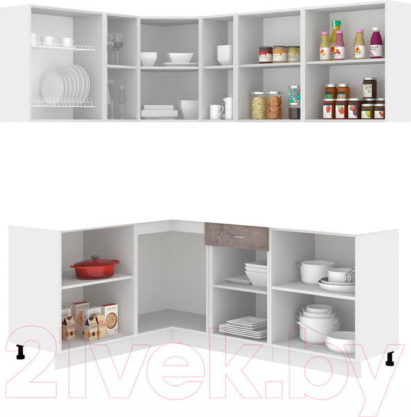 Изображение товара Кухонный гарнитур Кортекс-мебель Корнелия Лира 1.5x2.0 без столешницы (дуб сонома)