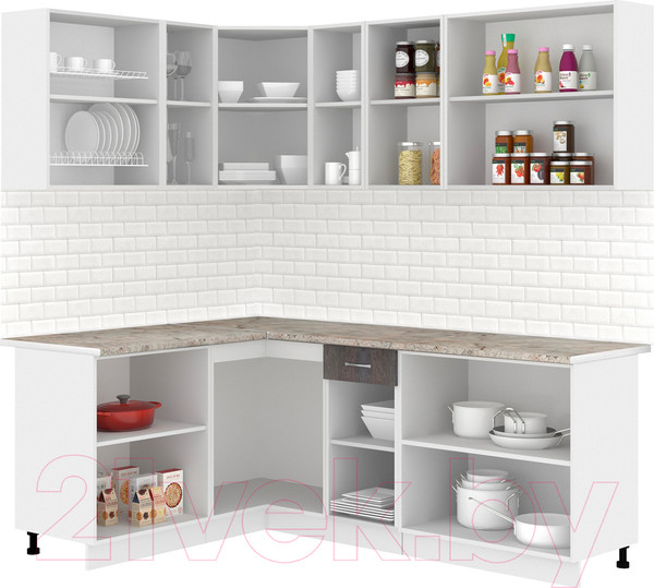 Изображение товара Кухонный гарнитур Кортекс-мебель Корнелия Лира 1.5x2.1 (дуб сонома/венге/дуб бунратти)