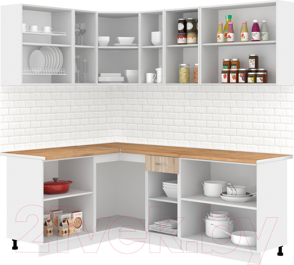 Изображение товара Кухонный гарнитур Кортекс-мебель Корнелия Лира 1.5x2.1 (дуб сонома/дуб бунратти)