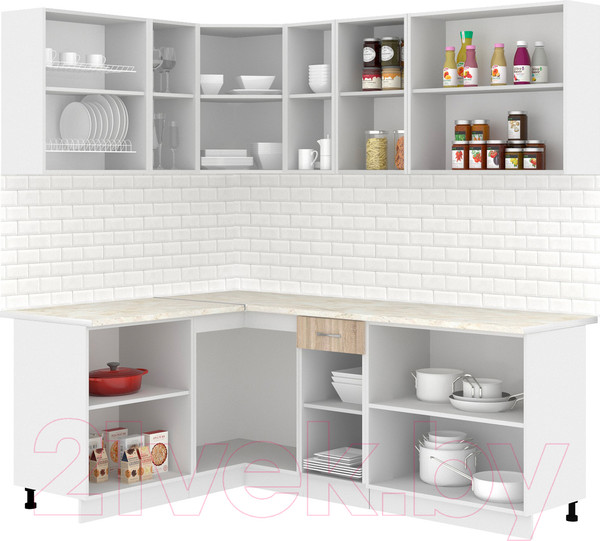 Изображение товара Кухонный гарнитур Кортекс-мебель Корнелия Лира 1.5x2.1 (дуб сонома/королевский опал)