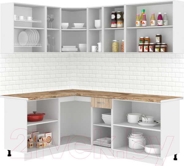 Изображение товара Кухонный гарнитур Кортекс-мебель Корнелия Лира 1.5x2.1 (дуб сонома/мадрид)