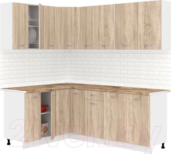 Изображение товара Кухонный гарнитур Кортекс-мебель Корнелия Лира 1.5x2.1 (дуб сонома/мадрид)