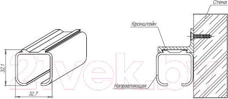 Изображение товара Направляющая для раздвижных дверей Punto Comfort R 60x80x1.8x2000 Track (2м)