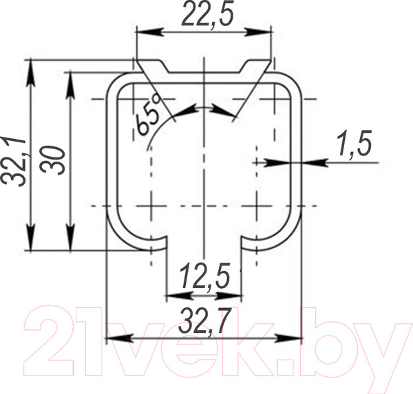 Изображение товара Направляющая для раздвижных дверей Punto Comfort R 60x80x1.8x2000 Track (2м)