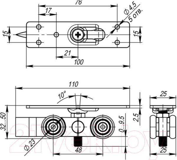 Изображение товара Ролики для раздвижных дверей Armadillo DIY Comfort 80x4 Kit (877+882)