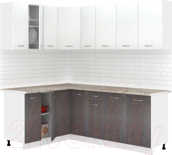Изображение товара Кухонный гарнитур Кортекс-мебель Корнелия Лира 1.5x2.1 (дуб сонома/венге/королевский опал)