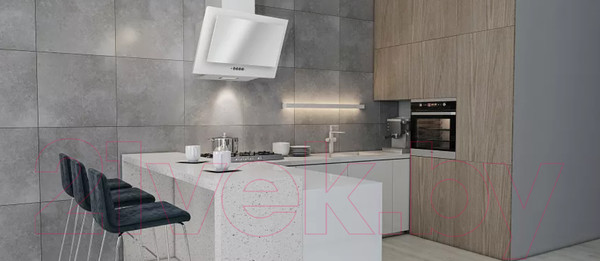 Изображение товара Вытяжка наклонная Elikor Коралл 50П-430-К3Д (белый/белое стекло)