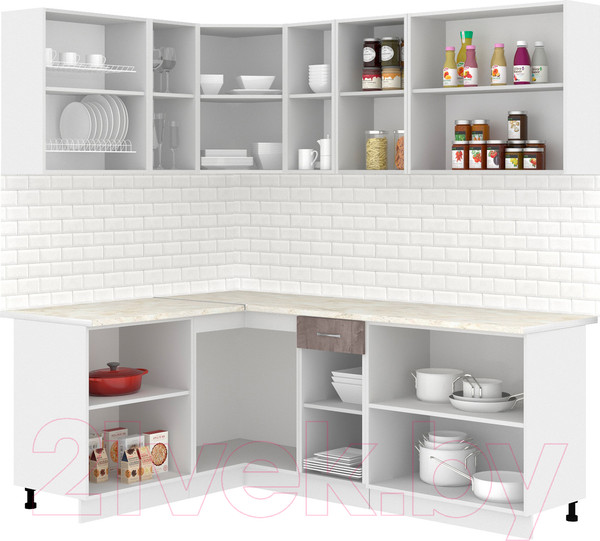 Изображение товара Кухонный гарнитур Кортекс-мебель Корнелия Лира 1.5x2.1 (капучино/оникс/королевский опал)