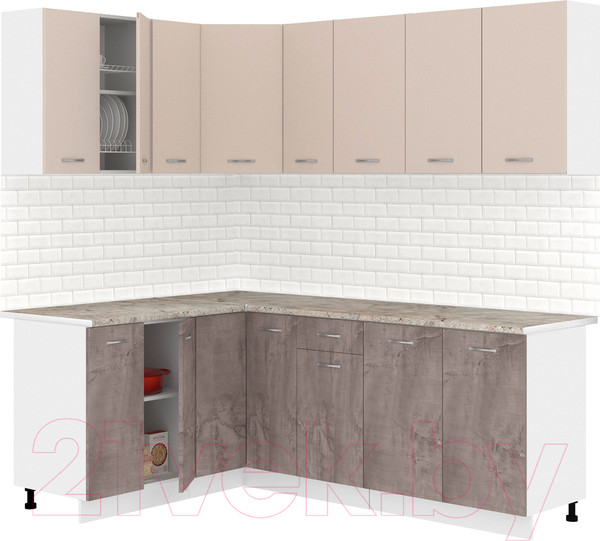 Изображение товара Кухонный гарнитур Кортекс-мебель Корнелия Лира 1.5x2.1 (капучино/оникс/марсель)