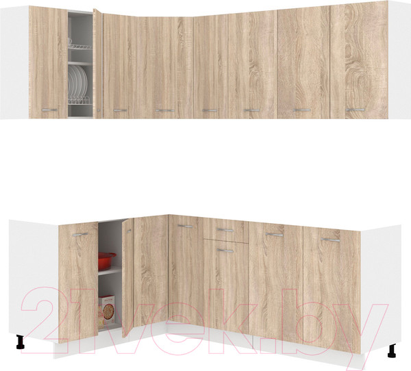 Изображение товара Кухонный гарнитур Кортекс-мебель Корнелия Лира 1.5x2.1 без столешницы (дуб сонома)