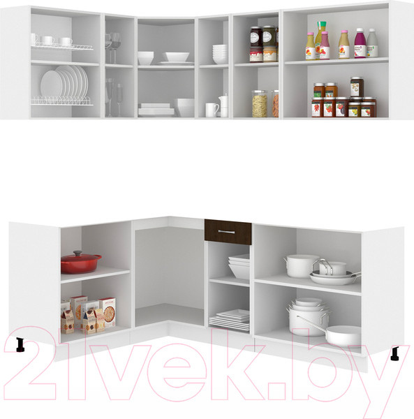 Изображение товара Кухонный гарнитур Кортекс-мебель Корнелия Лира 1.5x2.1 без столешницы (дуб сонома)