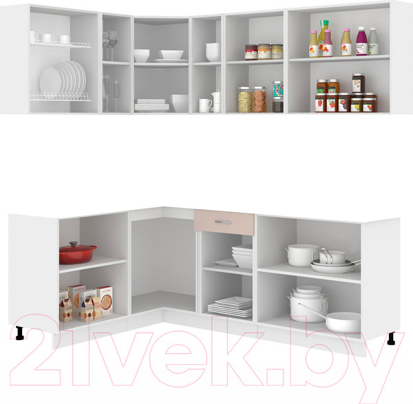 Изображение товара Кухонный гарнитур Кортекс-мебель Корнелия Лира 1.5x2.2 без столешницы (капучино/оникс)