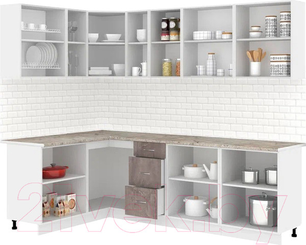 Изображение товара Кухонный гарнитур Кортекс-мебель Корнелия Лира 1.5x2.5 (капучино/оникс/марсель)