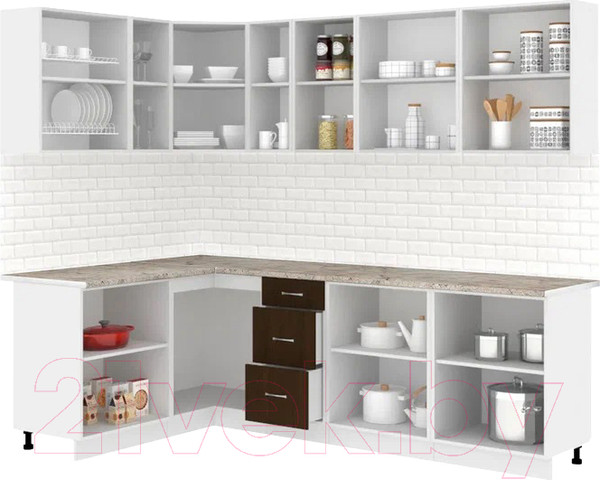 Изображение товара Кухонный гарнитур Кортекс-мебель Корнелия Лира 1.5x2.5 (дуб сонома/венге/марсель)
