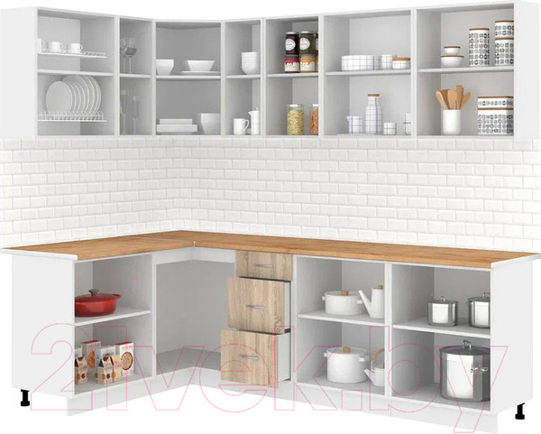 Изображение товара Кухонный гарнитур Кортекс-мебель Корнелия Лира 1.5x2.5 (дуб сонома/дуб бунратти)