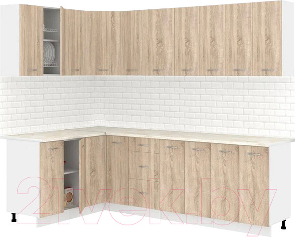 Изображение товара Кухонный гарнитур Кортекс-мебель Корнелия Лира 1.5x2.5 (дуб сонома/королевский опал)