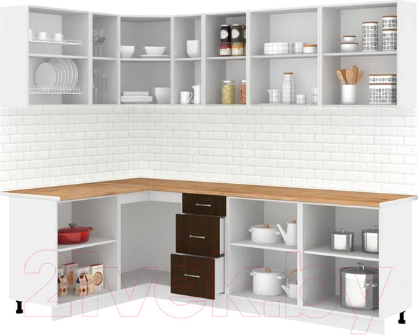 Изображение товара Кухонный гарнитур Кортекс-мебель Корнелия Лира 1.5x2.5 (дуб сонома/венге/дуб бунратти)