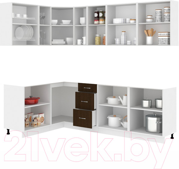 Изображение товара Кухонный гарнитур Кортекс-мебель Корнелия Лира 1.5x2.5 без столешницы (капучино/оникс)