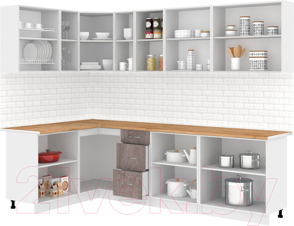 Изображение товара Кухонный гарнитур Кортекс-мебель Корнелия Лира 1.5x2.7 (дуб сонома/марсель)