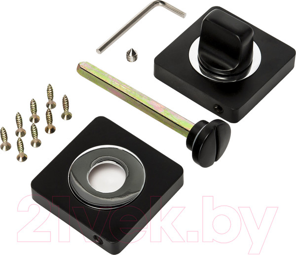 Изображение товара Фиксатор дверной защелки Ренц INBK 02 MBN/CP (матовый черный никель/хром блестящий)