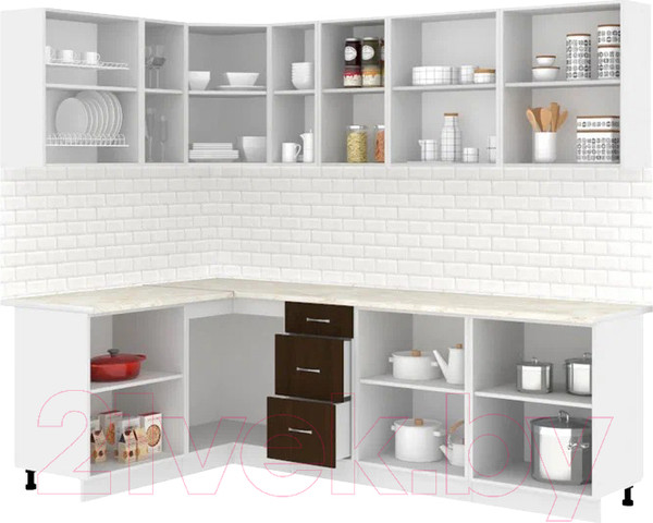 Изображение товара Кухонный гарнитур Кортекс-мебель Корнелия Лира 1.5x2.5 (дуб сонома/венге/королевский опал)