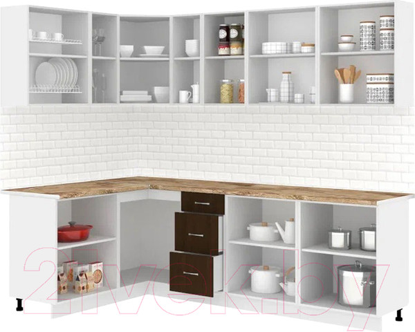 Изображение товара Кухонный гарнитур Кортекс-мебель Корнелия Лира 1.5x2.5 (дуб сонома/венге/мадрид)