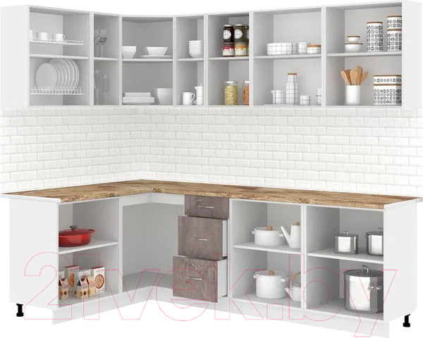 Изображение товара Кухонный гарнитур Кортекс-мебель Корнелия Лира 1.5x2.5 (капучино/оникс/мадрид)