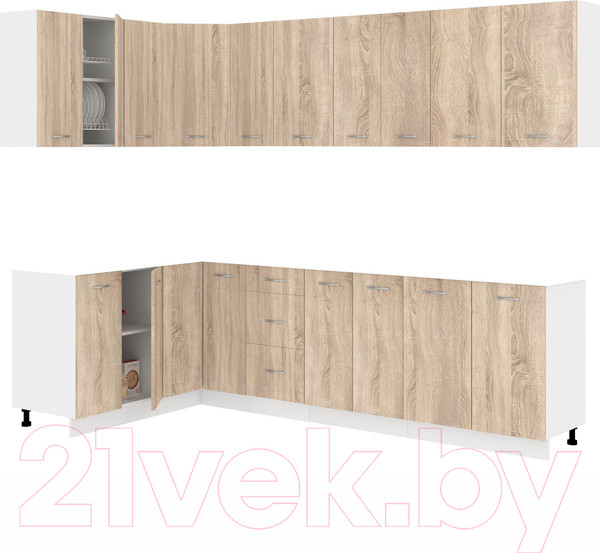 Изображение товара Кухонный гарнитур Кортекс-мебель Корнелия Лира 1.5x2.7 без столешницы (дуб сонома)