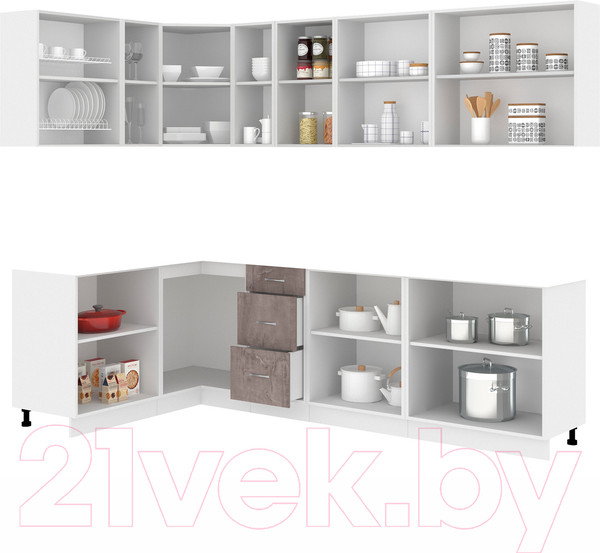 Изображение товара Кухонный гарнитур Кортекс-мебель Корнелия Лира 1.5x2.7 без столешницы (дуб сонома)