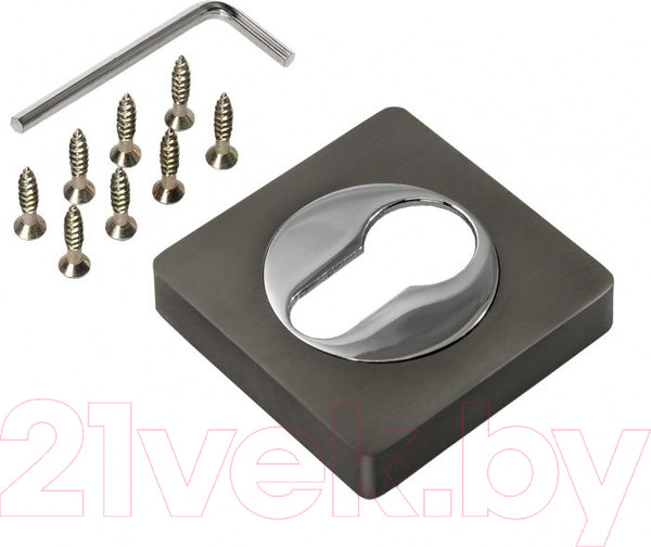 Изображение товара Накладка на цилиндр Ренц INET 02 MBN/CP (матовый черный никель/хром блестящий)