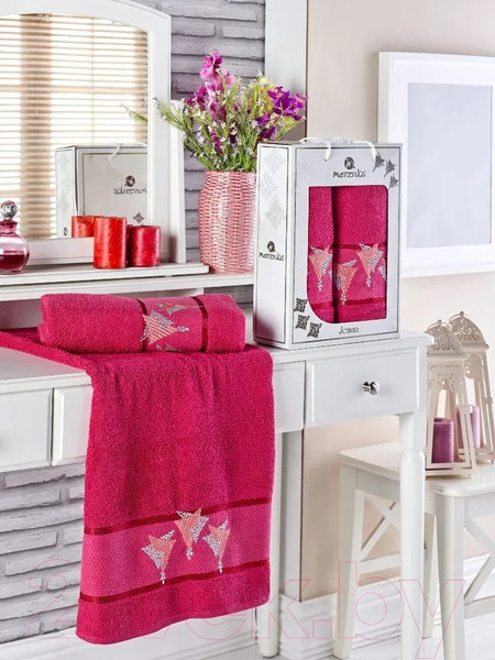 Изображение товара Набор полотенец Merzuka Jemma 50x90/70x140 / 10305 (бордо, в коробке)