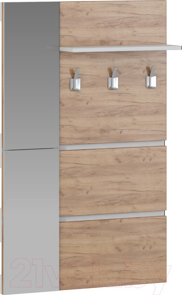 Изображение товара Вешалка для одежды Genesis Мебель Энтер 2 с зеркалом (дуб золотой/белый)