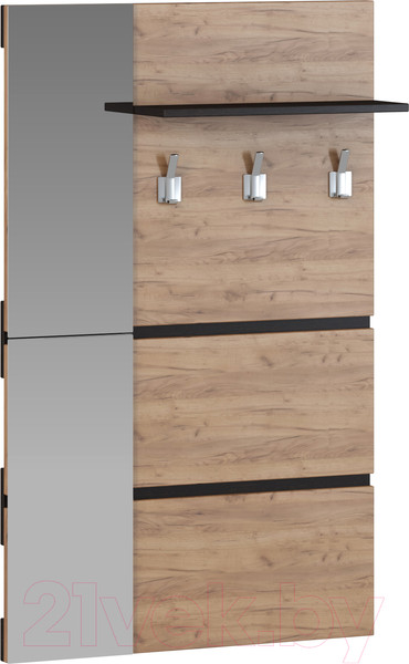 Изображение товара Вешалка для одежды Genesis Мебель Энтер 2 с зеркалом (дуб золотой/венге)