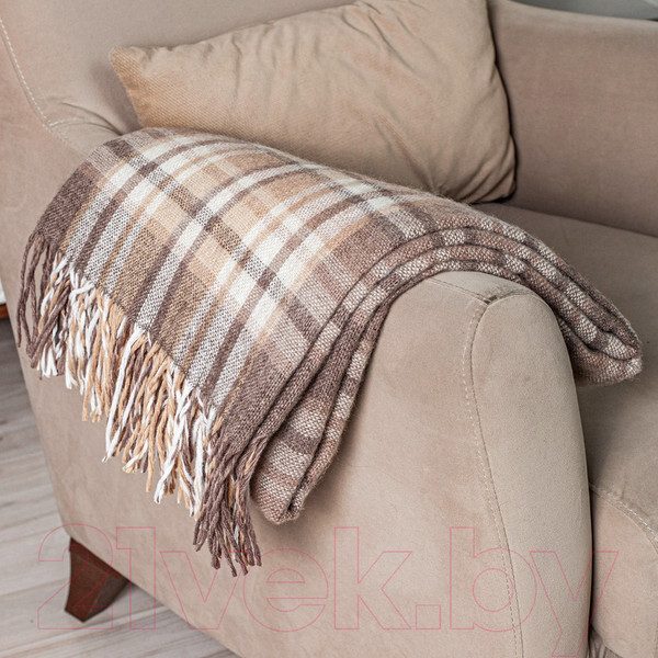 Изображение товара Плед Vladi Метро 140x200 3/BOON 08843 (белый/бежевый/коричневый)